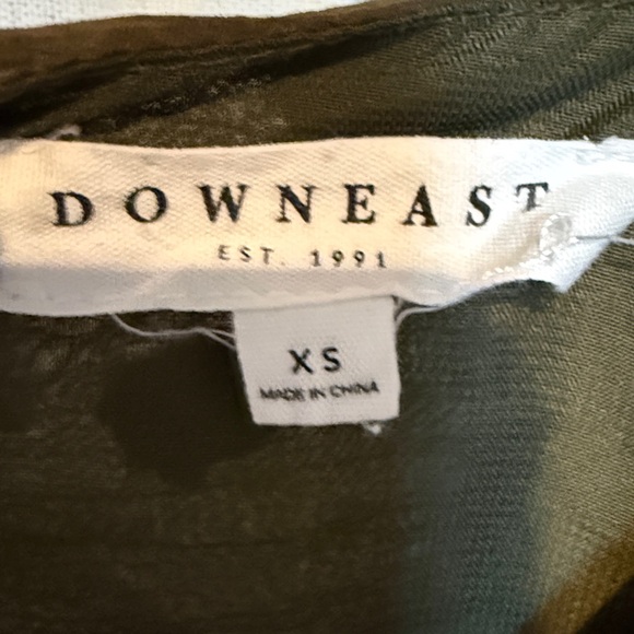 DownEast Textured Swiss dot Long Sleeve Dress in Olive - Picture 2 of 3